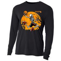 Basketball Skeleton Halloween Spooky Basketball Player Cooling Performance Long Sleeve Crew