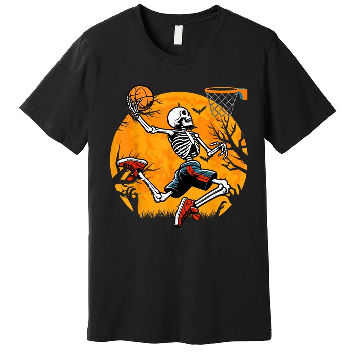 Basketball Skeleton Halloween Spooky Basketball Player Premium T-Shirt