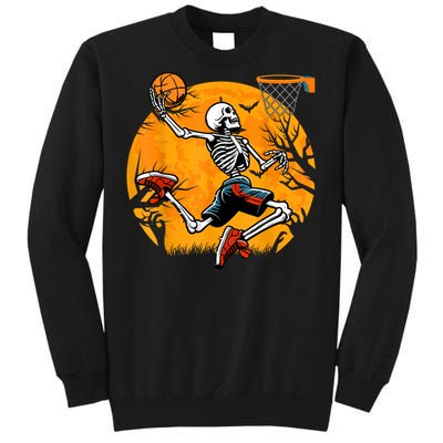 Basketball Skeleton Halloween Spooky Basketball Player Tall Sweatshirt