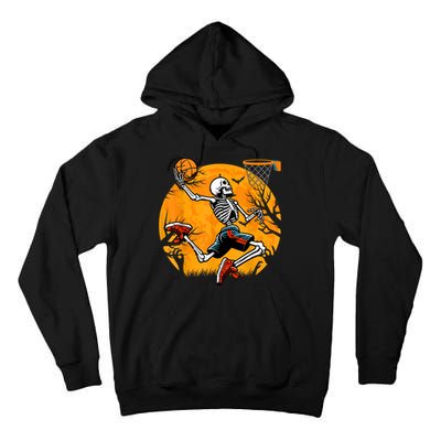 Basketball Skeleton Halloween Spooky Basketball Player Tall Hoodie