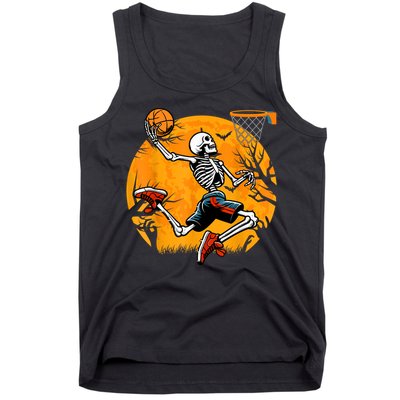 Basketball Skeleton Halloween Spooky Basketball Player Tank Top