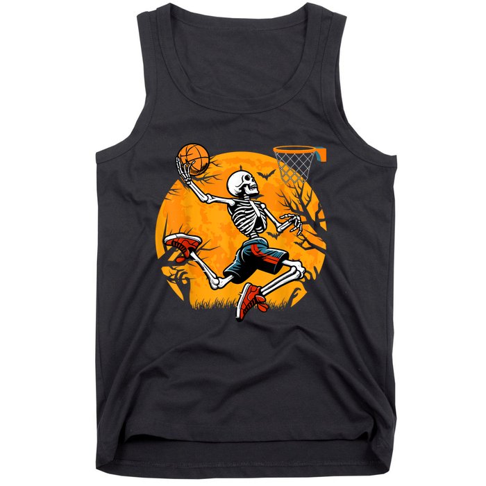 Basketball Skeleton Halloween Spooky Basketball Player Tank Top