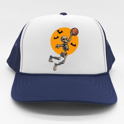 Basketball Skeleton Halloween Funny Basketball Halloween Cute Trucker Hat