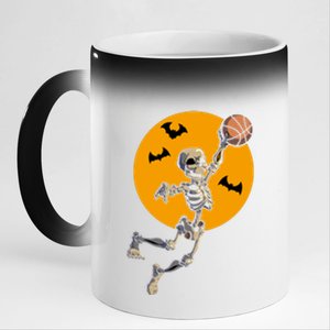 Basketball Skeleton Halloween Basketball Halloween 11oz Black Color Changing Mug