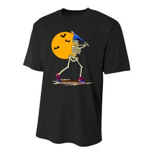 Baseball Skeleton Halloween Baseball Halloween Youth Performance Sprint T-Shirt