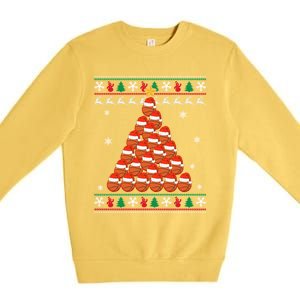 Basketball Santa Hat Christmas Tree Design Ugly Xmas Holiday Gift Premium Crewneck Sweatshirt