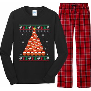 Basketball Santa Hat Christmas Tree Design Ugly Xmas Holiday Gift Long Sleeve Pajama Set