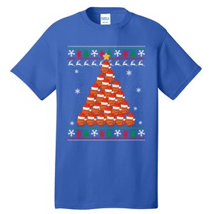 Basketball Santa Hat Christmas Tree Design Ugly Xmas Holiday Gift Tall T-Shirt