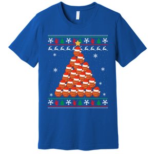 Basketball Santa Hat Christmas Tree Design Ugly Xmas Holiday Gift Premium T-Shirt