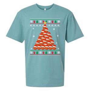 Basketball Santa Hat Christmas Tree Design Ugly Xmas Holiday Gift Sueded Cloud Jersey T-Shirt