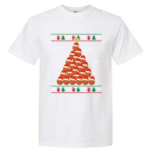 Basketball Santa Hat Christmas Tree Design Ugly Xmas Holiday Gift Garment-Dyed Heavyweight T-Shirt