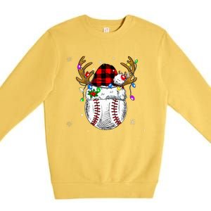 Baseball Santa Hat Funny Sport  baseball Christmas Premium Crewneck Sweatshirt