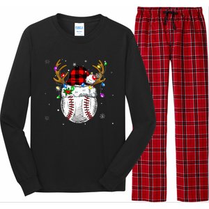 Baseball Santa Hat Funny Sport  baseball Christmas Long Sleeve Pajama Set