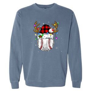 Baseball Santa Hat Funny Sport  baseball Christmas Garment-Dyed Sweatshirt