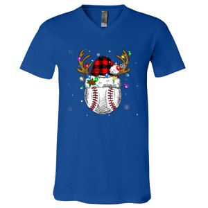 Baseball Santa Hat Funny Sport  baseball Christmas V-Neck T-Shirt