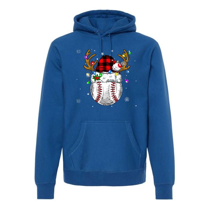 Baseball Santa Hat Funny Sport  baseball Christmas Premium Hoodie