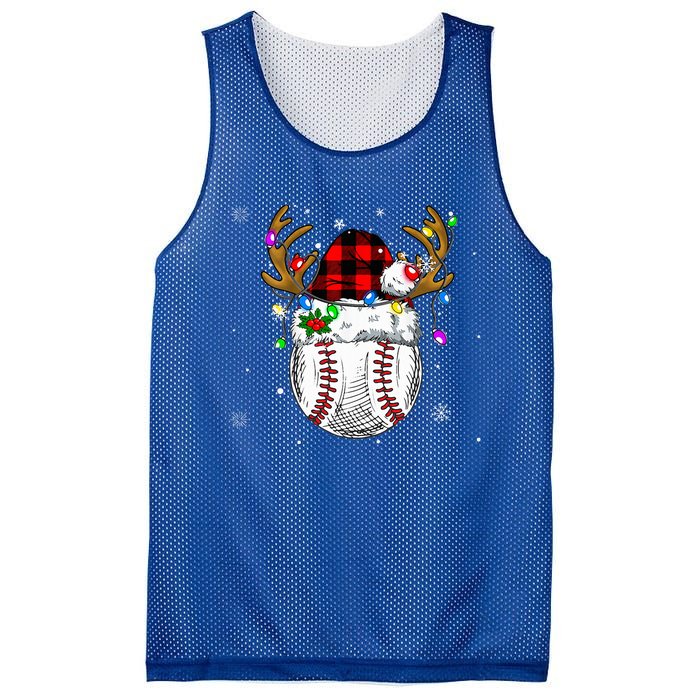 Baseball Santa Hat Funny Sport  baseball Christmas Mesh Reversible Basketball Jersey Tank