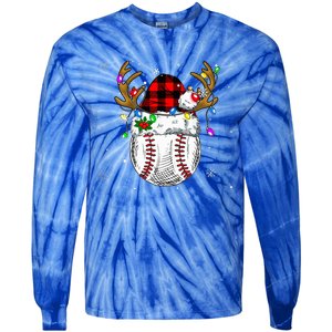 Baseball Santa Hat Funny Sport  baseball Christmas Tie-Dye Long Sleeve Shirt