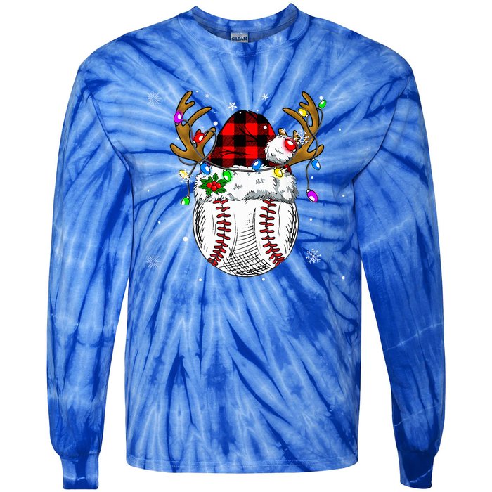 Baseball Santa Hat Funny Sport  baseball Christmas Tie-Dye Long Sleeve Shirt