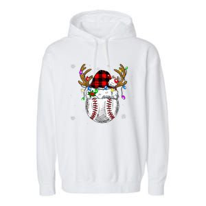 Baseball Santa Hat Funny Sport  baseball Christmas Garment-Dyed Fleece Hoodie