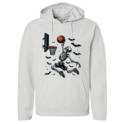 Basketball Skeleton Halloween Skeleton Basketball Player Performance Fleece Hoodie