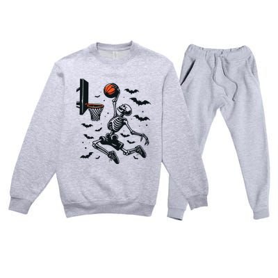 Basketball Skeleton Halloween Skeleton Basketball Player Premium Crewneck Sweatsuit Set