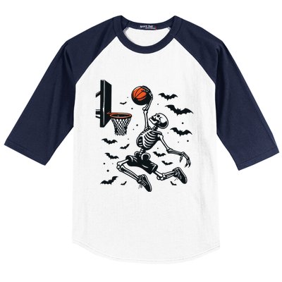 Basketball Skeleton Halloween Skeleton Basketball Player Baseball Sleeve Shirt