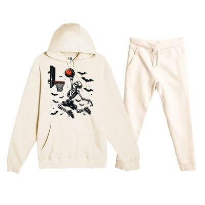 Basketball Skeleton Halloween Skeleton Basketball Player Premium Hooded Sweatsuit Set