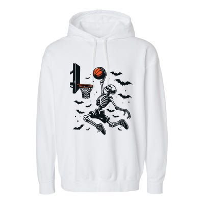 Basketball Skeleton Halloween Skeleton Basketball Player Garment-Dyed Fleece Hoodie