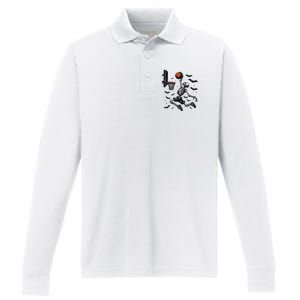 Basketball Skeleton Halloween Skeleton Basketball Player Performance Long Sleeve Polo