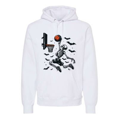 Basketball Skeleton Halloween Skeleton Basketball Player Premium Hoodie