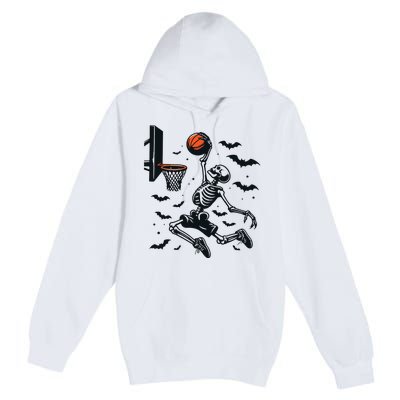 Basketball Skeleton Halloween Skeleton Basketball Player Premium Pullover Hoodie