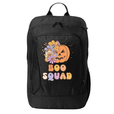 Boo Squad Halloween Pumpkin Costume Retro Groovy Gift City Backpack