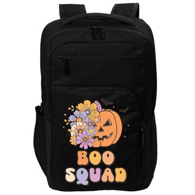 Boo Squad Halloween Pumpkin Costume Retro Groovy Gift Impact Tech Backpack