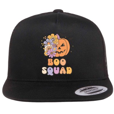 Boo Squad Halloween Pumpkin Costume Retro Groovy Gift Flatbill Hat