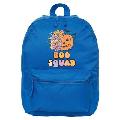 Boo Squad Halloween Pumpkin Costume Retro Groovy Gift 16 in Basic Backpack