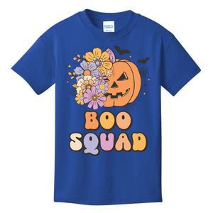 Boo Squad Halloween Pumpkin Costume Retro Groovy Gift Kids T-Shirt