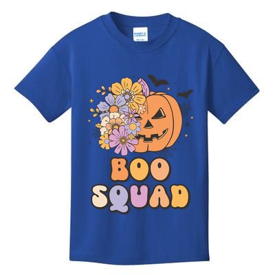 Boo Squad Halloween Pumpkin Costume Retro Groovy Gift Kids T-Shirt