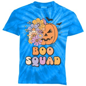 Boo Squad Halloween Pumpkin Costume Retro Groovy Gift Kids Tie-Dye T-Shirt