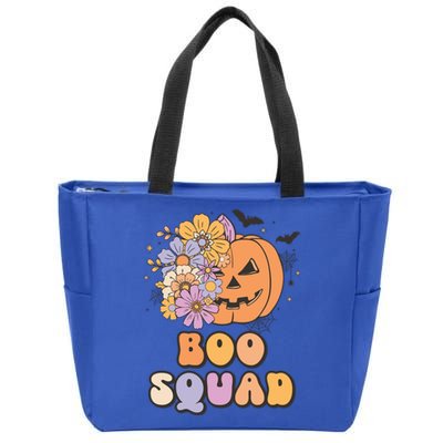 Boo Squad Halloween Pumpkin Costume Retro Groovy Gift Zip Tote Bag