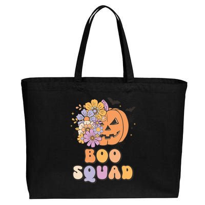 Boo Squad Halloween Pumpkin Costume Retro Groovy Gift Cotton Canvas Jumbo Tote