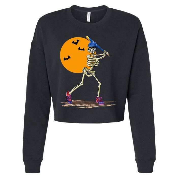 Baseball Skeleton Halloween Baseball Halloween Cropped Pullover Crew