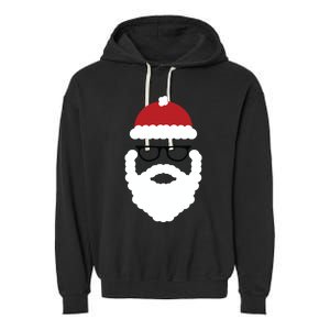 Brooklyn Surf Hipster Santa Christmas Gift Garment-Dyed Fleece Hoodie