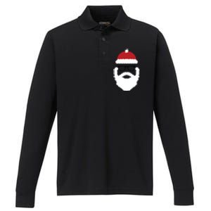 Brooklyn Surf Hipster Santa Christmas Gift Performance Long Sleeve Polo