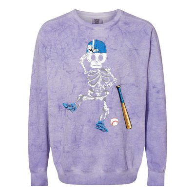 Baseball Skeleton Halloween Vintage Baseball Playing Colorblast Crewneck Sweatshirt