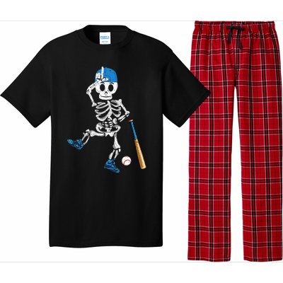 Baseball Skeleton Halloween Vintage Baseball Playing Pajama Set