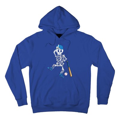 Baseball Skeleton Halloween Vintage Baseball Playing Hoodie