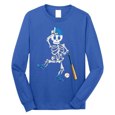 Baseball Skeleton Halloween Vintage Baseball Playing Long Sleeve Shirt