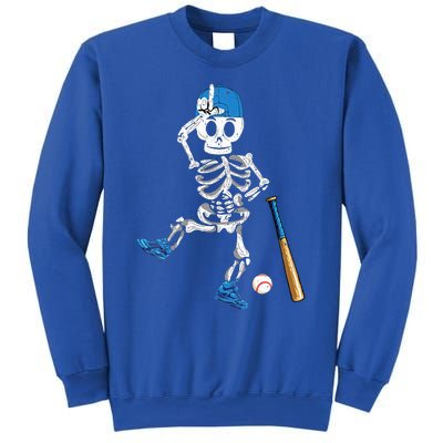 Baseball Skeleton Halloween Vintage Baseball Playing Sweatshirt