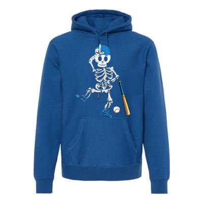 Baseball Skeleton Halloween Vintage Baseball Playing Premium Hoodie